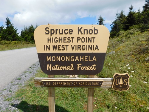 Spruce Knob sign in Pendleton County WV