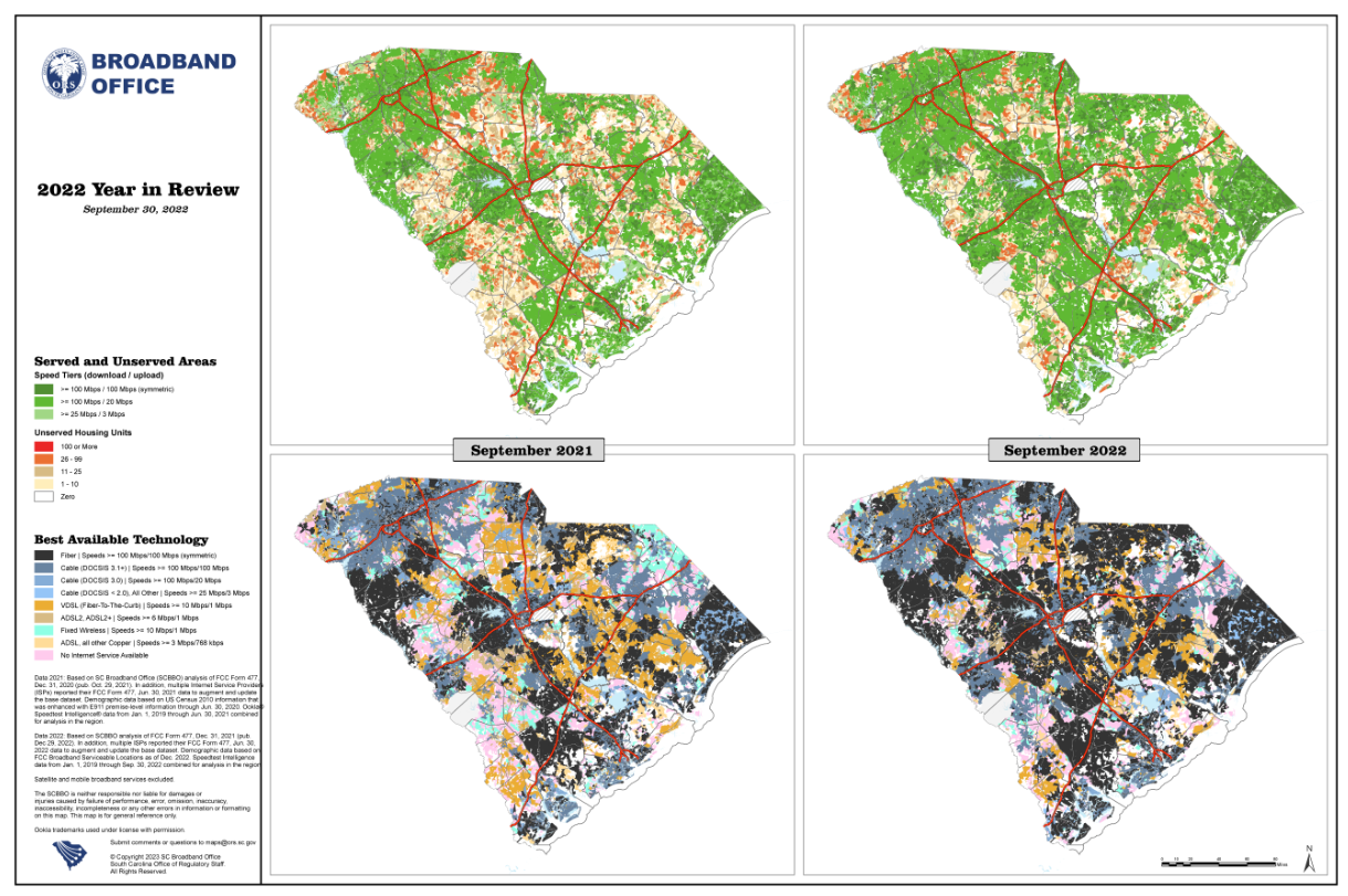 South Carolina Broadband Office Coverage maps