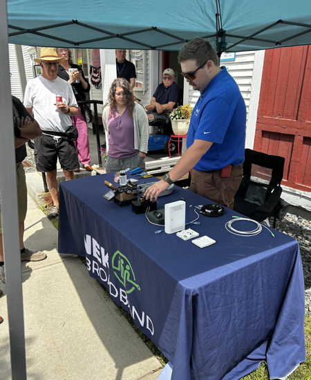 A fiber splicing demo at the Groton Hub Opening
