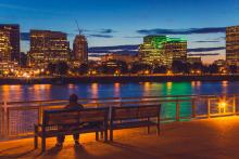 Portland Riverbank Skyline at night